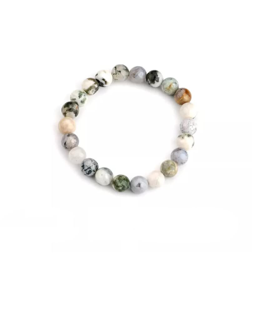 CZ Grain Tree Agate Soothing Crystal Chakra Bracelets for Men and Women Meditation and Calming