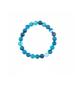 CZ Grain Striped Blue Agate Soothing Crystal Chakra Bracelets for Men and Women Meditation and Calming