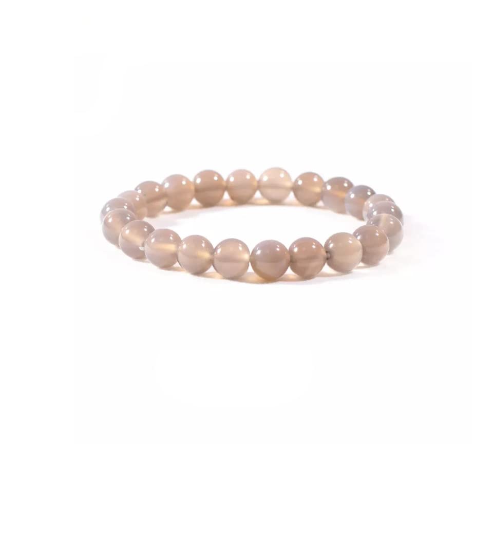 CZ Grain Grey Agate Soothing Crystal Chakra Bracelets for Men and Women Calming Healing Positivity