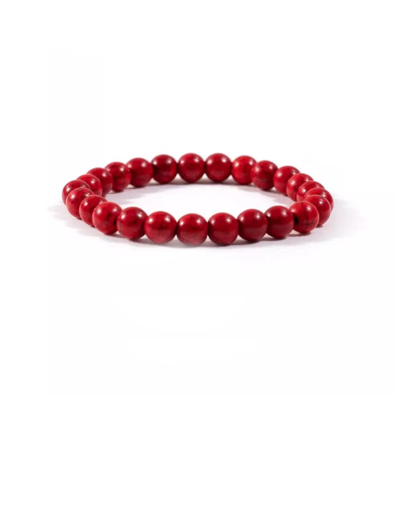 CZ Grain Red Howlite Soothing Crystal Chakra Bracelets for Men and Women Reduce Stress and Anger