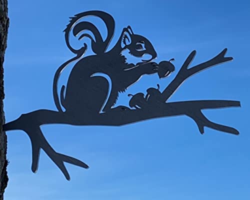 CZ Grain Squirrel on a Branch Metal Art - Made in USA - Yard or Garden Tree Art