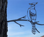 CZ Grain Blue Jay on a Branch Metal Art - Made in USA - Yard or Garden Art, Silhouette Art - Tree Bird Art
