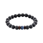 CZ Grain Blue Tiger Eye & Lava Rock Essential Oil Diffuser Bead Bracelet