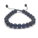 CZ Grain Blue Agate & Lava Rock Adjustable Essential Oil Diffuser Bead Bracelet