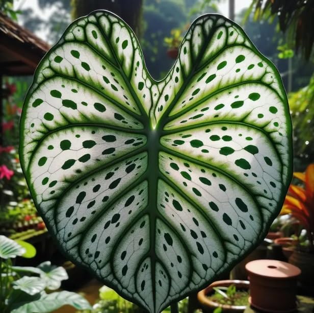 Fancy Green and White Caladium Bulbs for Planting - Easy to Grow Perennial Hosta, Elephant Ears - Great Gift for Plant Lovers