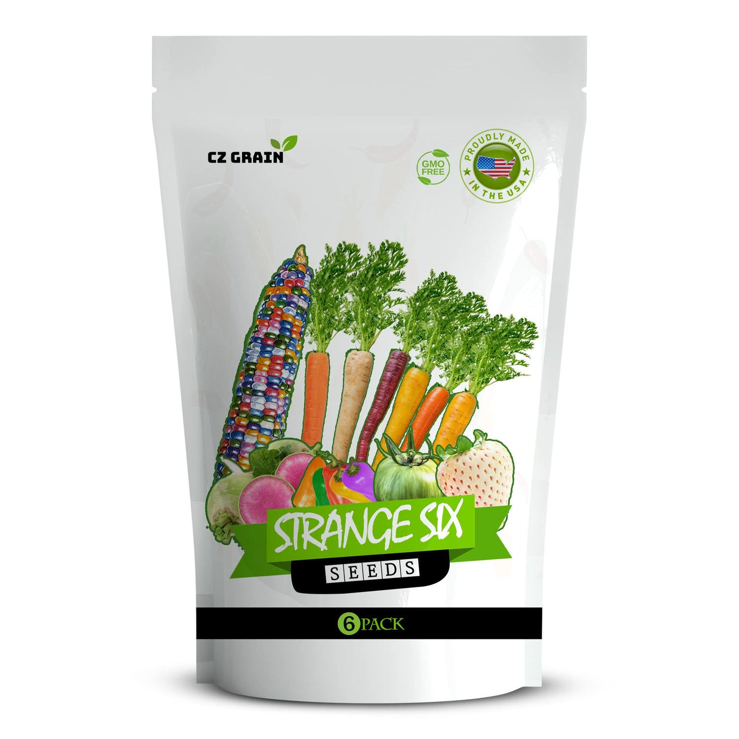 Exotic Vegetable Garden Variety Pack "Strange Six" - 6 Unique Varieties to Grow, Over 450 Seeds Total - Non GMO, Open Pollinated, Heirloom, and Ready for Planting