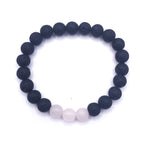 CZ Grain 3 Rose Quartz-crystal Lava Rock Essential Oil Diffuser Bead Bracelet- Chakra