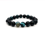 CZ Grain Blue Crystal Agate- Healing- Calming- Power Stone Bracelet