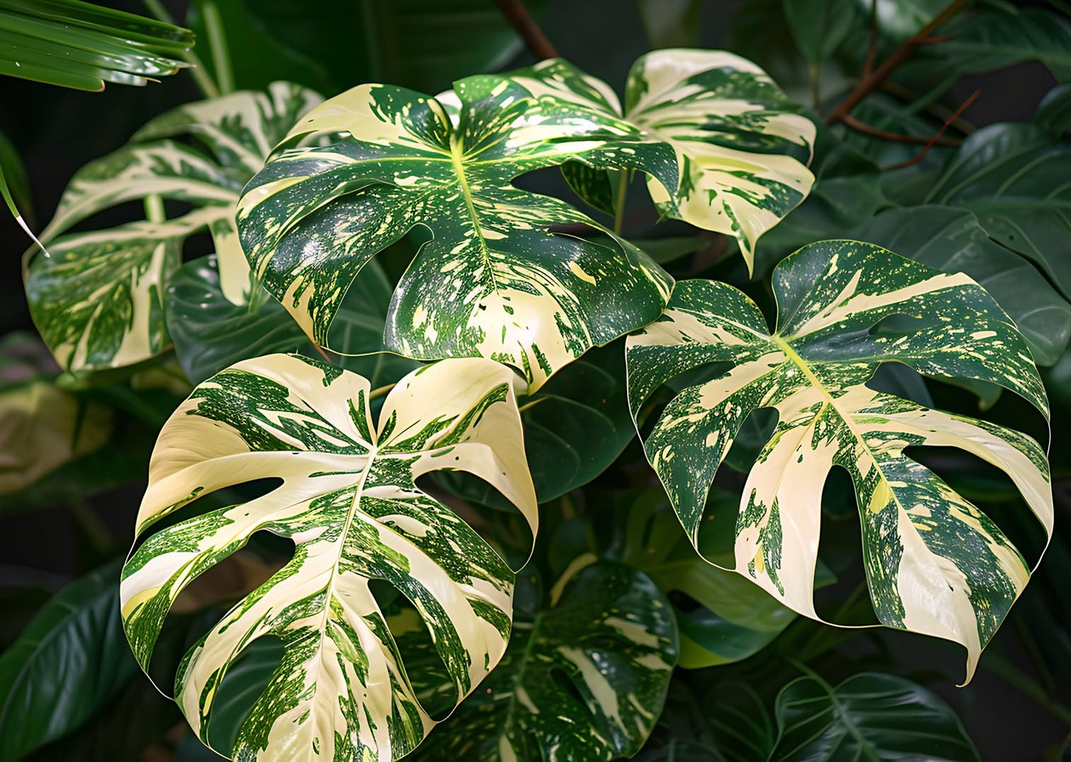 Rare Monstera Plant, Variegated Monstera Live Plant, Live Thai Monstera Plant for Indoor Planting - 4 Inch Starter Pot, Approx 12 Inches Tall