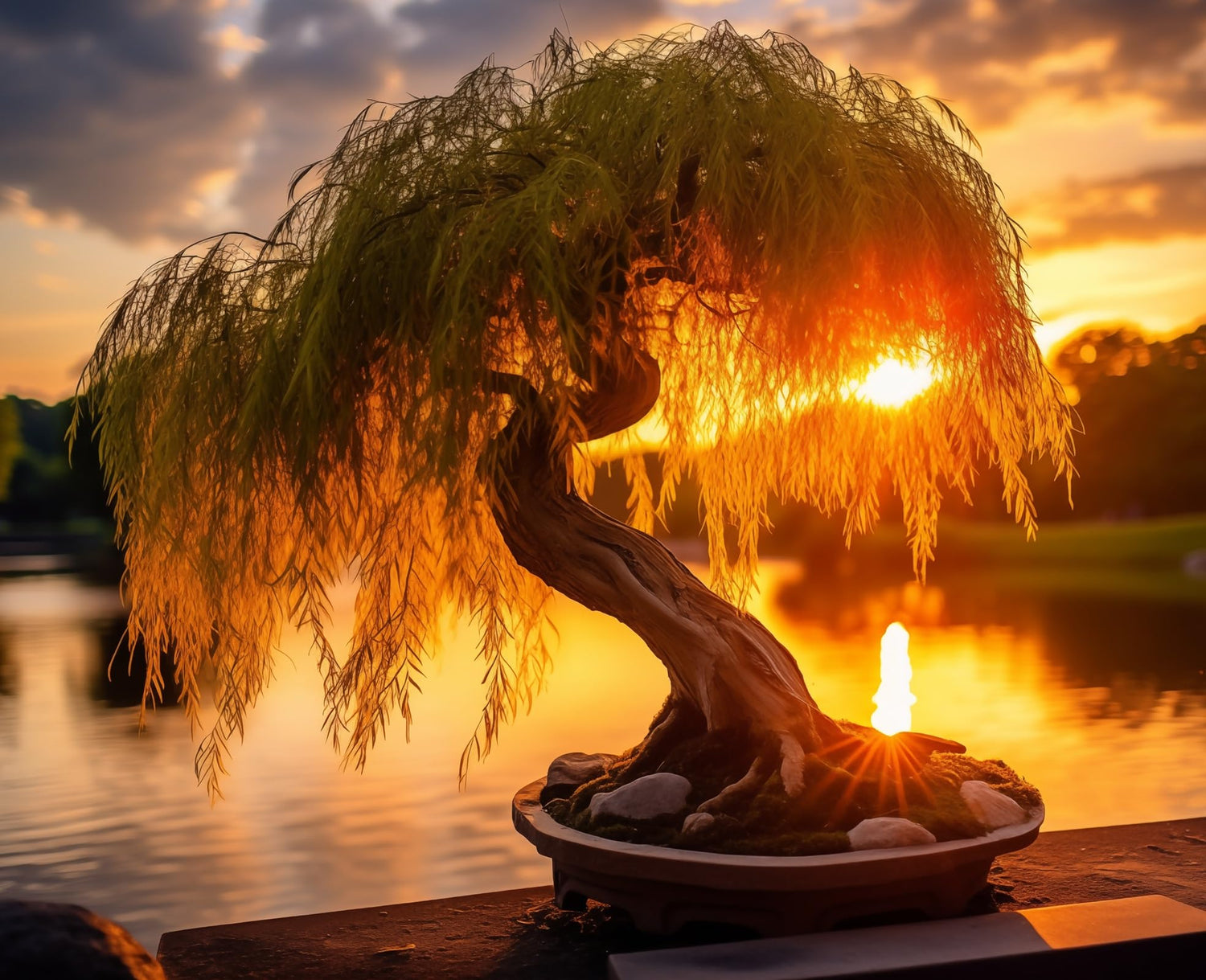 Donald Trunk Bonsai Tree Cuttings to Grow - Iconic Arching Canopy, Fast Producer Willow Bonsai Cutting to Grow - Gold Colored Tree