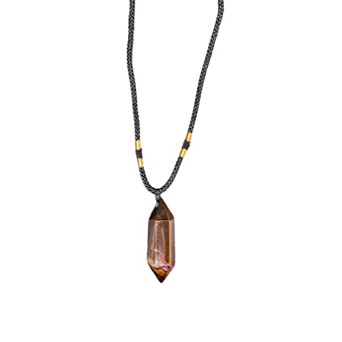 Raw Tiger's Eye Pendant Necklace-Natural Gemstone Healing Balancing Necklace-Meditation Grounding Calming Spiritual Protection Necklace Gift