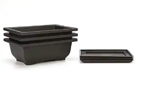 8 Inch Bonsai Pots with Drain Holes and Drip Trays - Heavy Duty, Great Pots for Bonsai Tree, Succulents, Flowers