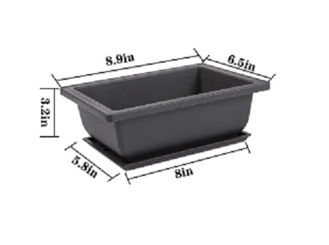 8 Inch Bonsai Pots with Drain Holes and Drip Trays - Heavy Duty, Great Pots for Bonsai Tree, Succulents, Flowers