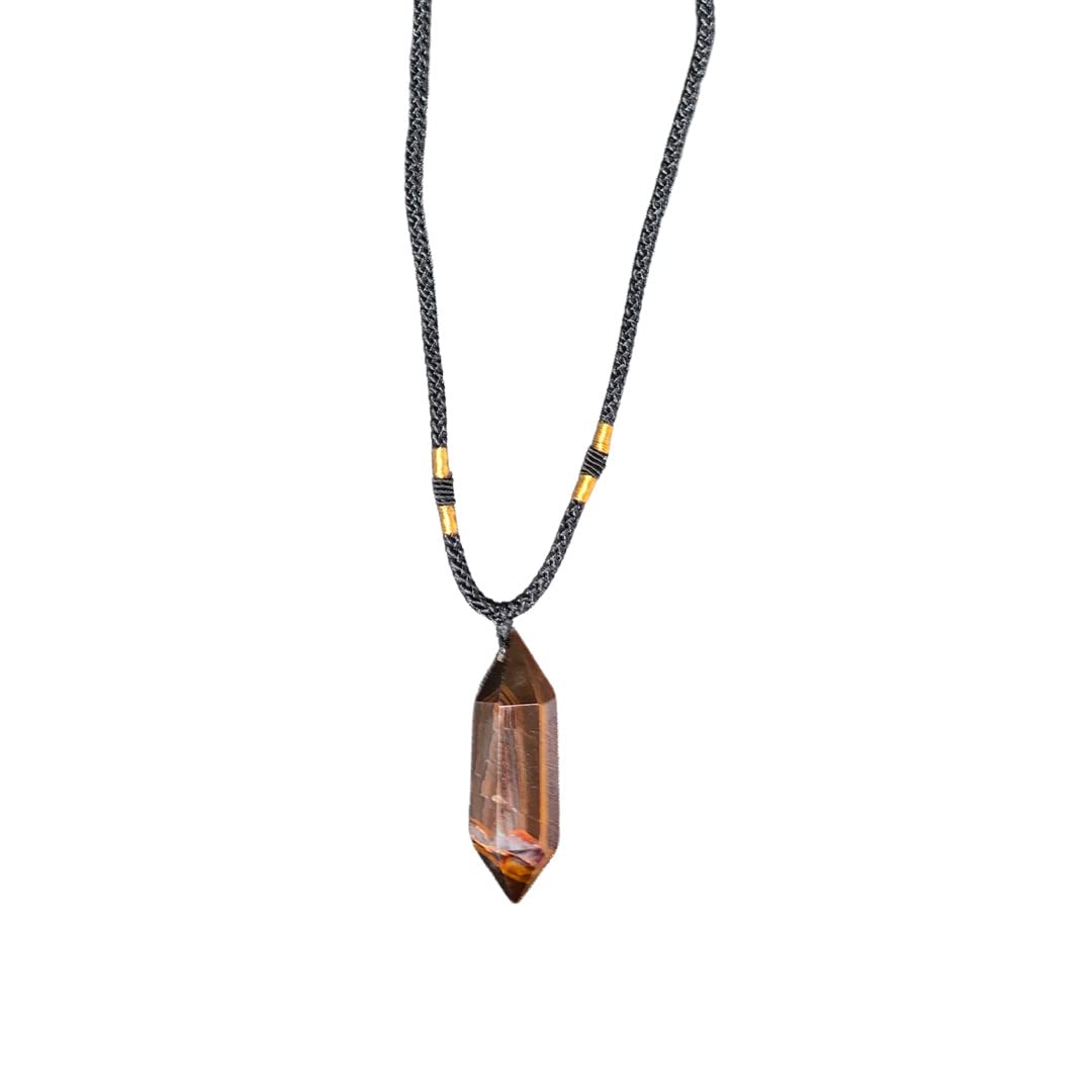 Raw Tiger's Eye Pendant Necklace-Natural Gemstone Healing Balancing Necklace-Meditation Grounding Calming Spiritual Protection Necklace Gift