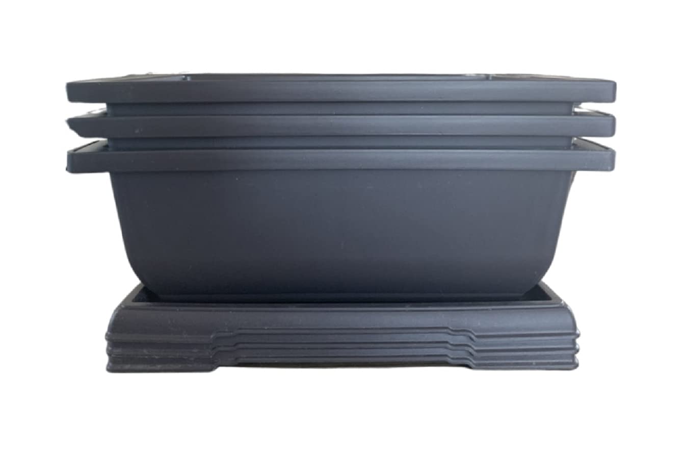 3 Bonsai Tree Pots with Drip Tray. XL 11 inch pots with drain hole. Great Gift