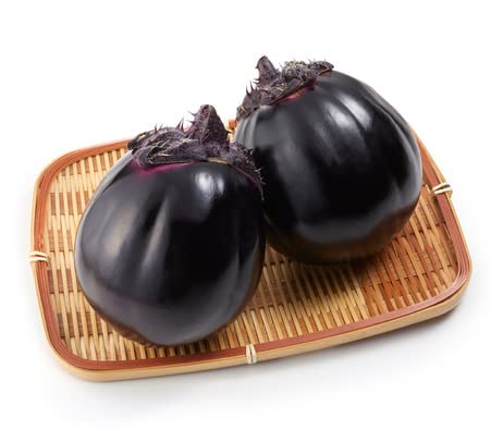 50 Kamo Eggplant Seeds for Planting - Round Black Eggplant is Ornamental and Healthy