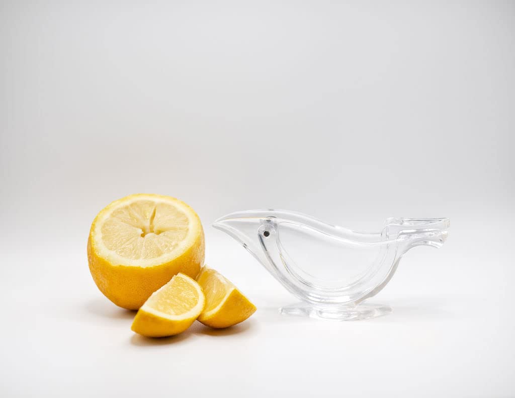 New Acrylic Lemon Slice Squeezer, Portable Transparent Fruit Juicer, Elegance Bird Shape, Hand Juicer for Orange Lemon Lime Pomegranate