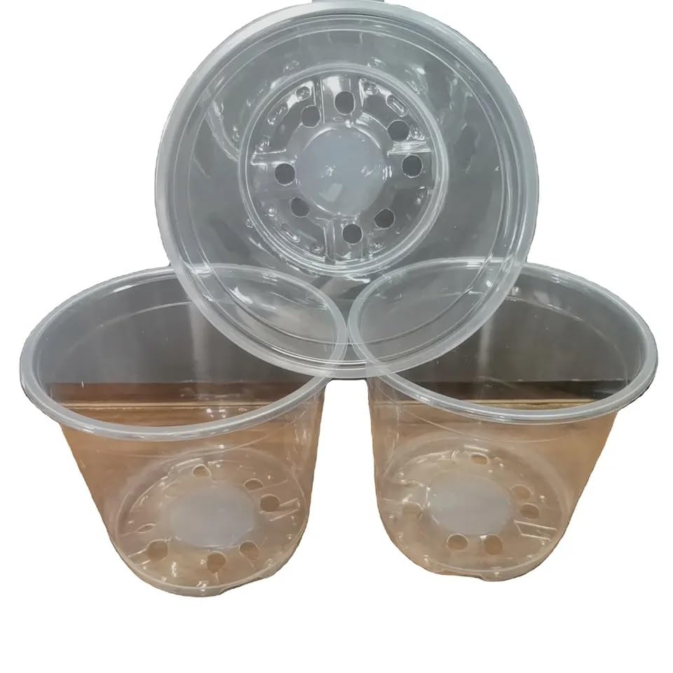 3.5 Inch Clear Starter Pots with Drain Holes - Flexible Plastic Nursery Pots for Plants, Reusable Garden Flower Pot, Seed Starter Pots