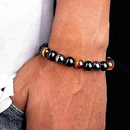 CZ Grain Triple Protection Bracelet - For Protection - Bring Luck And Prosperity - Hematite - Black Obsidian - Tiger Eye - Stone Bracelets