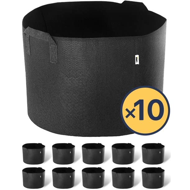10 Heavy Duty Nursery Grow Bags - Great for Growing Trees, Bushes, Vegetable Plants or Flowers - Indoor or Outdoor Grow Containers 5,10, or 20 Gallon