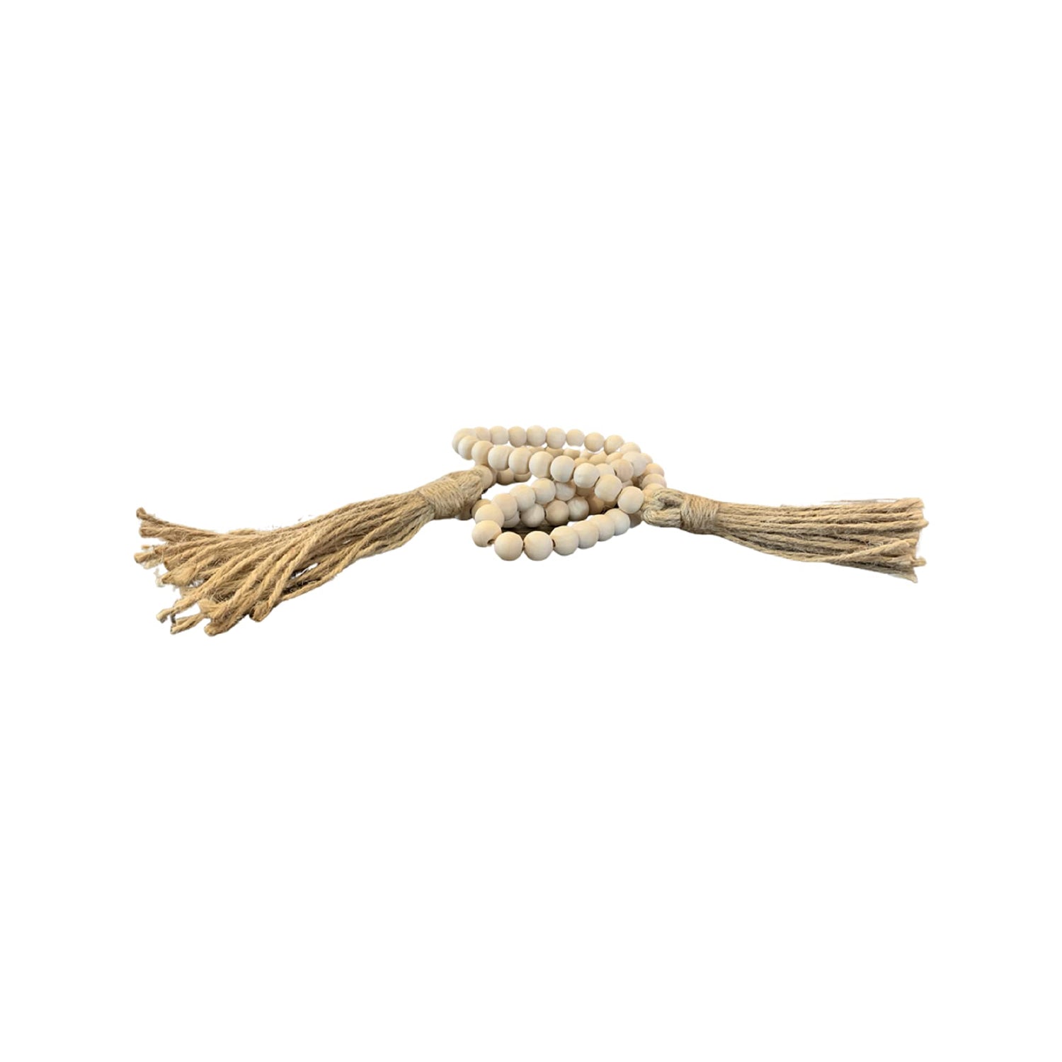 Authentic Farmhouse Wooden Macramé Beads Strung On Twine with a Rustic Fringe Tassel