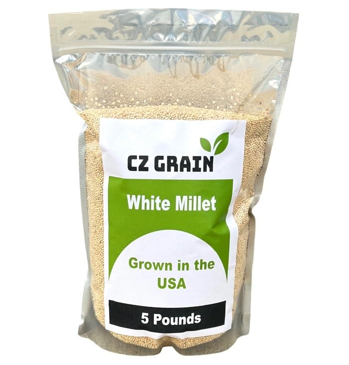CZ Grain 5 Pounds Premium White Millet Proso Seeds - Bulk Seeds, Bird Feed, Wild Bird Food