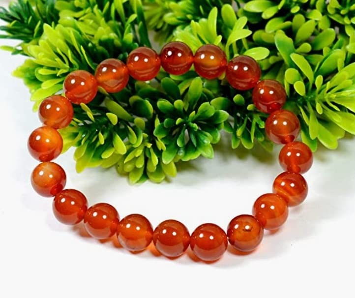 CZ Grain Carnelian Crystal Bracelet - 8mm Stones - Attract Love and Luck