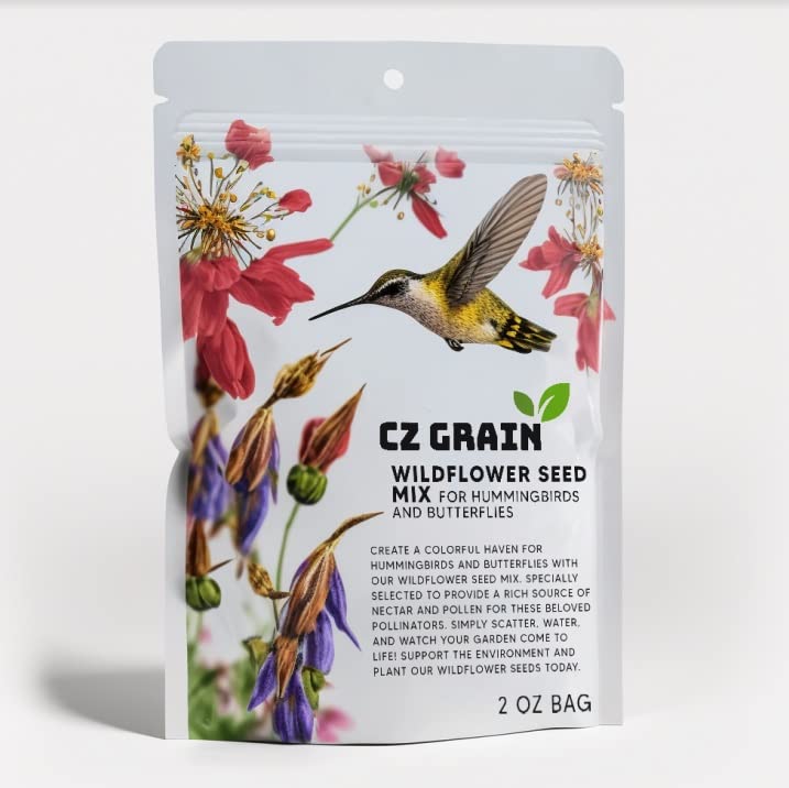 Wildflower Seeds Butterfly and Humming Bird Mix - Large 2 Ounce Packet 7,500+ Seeds - 21 Open Pollinated Annual and Perennial Species