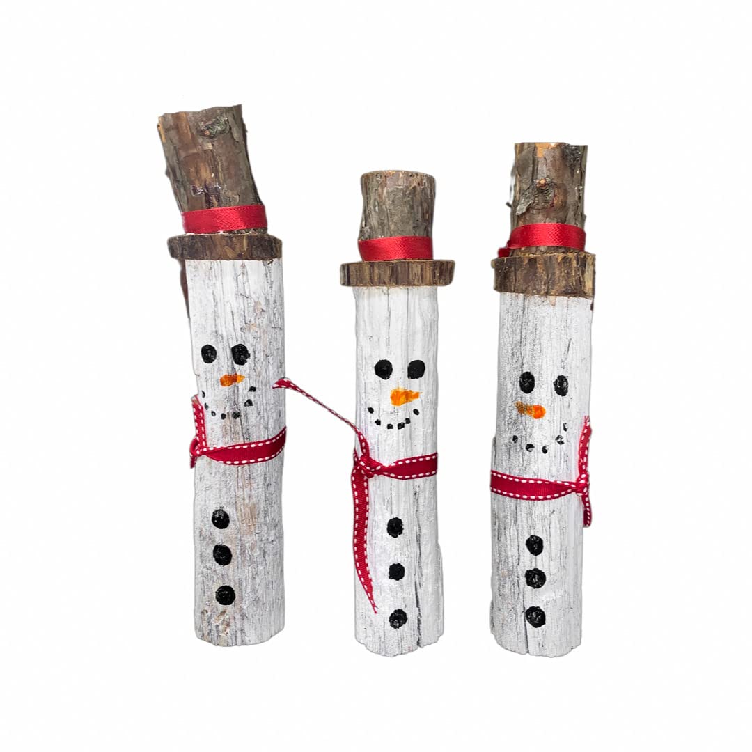 CZ Grain 3 Driftwood Snowman - Approx 9 inches Tall - Adorable Christmas Decoration - Handmad in USA