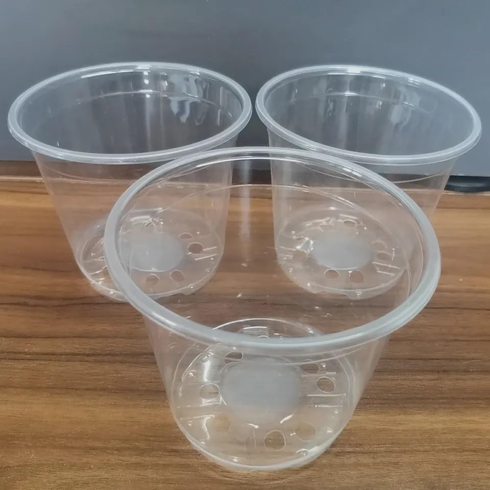 3.5 Inch Clear Starter Pots with Drain Holes - Flexible Plastic Nursery Pots for Plants, Reusable Garden Flower Pot, Seed Starter Pots