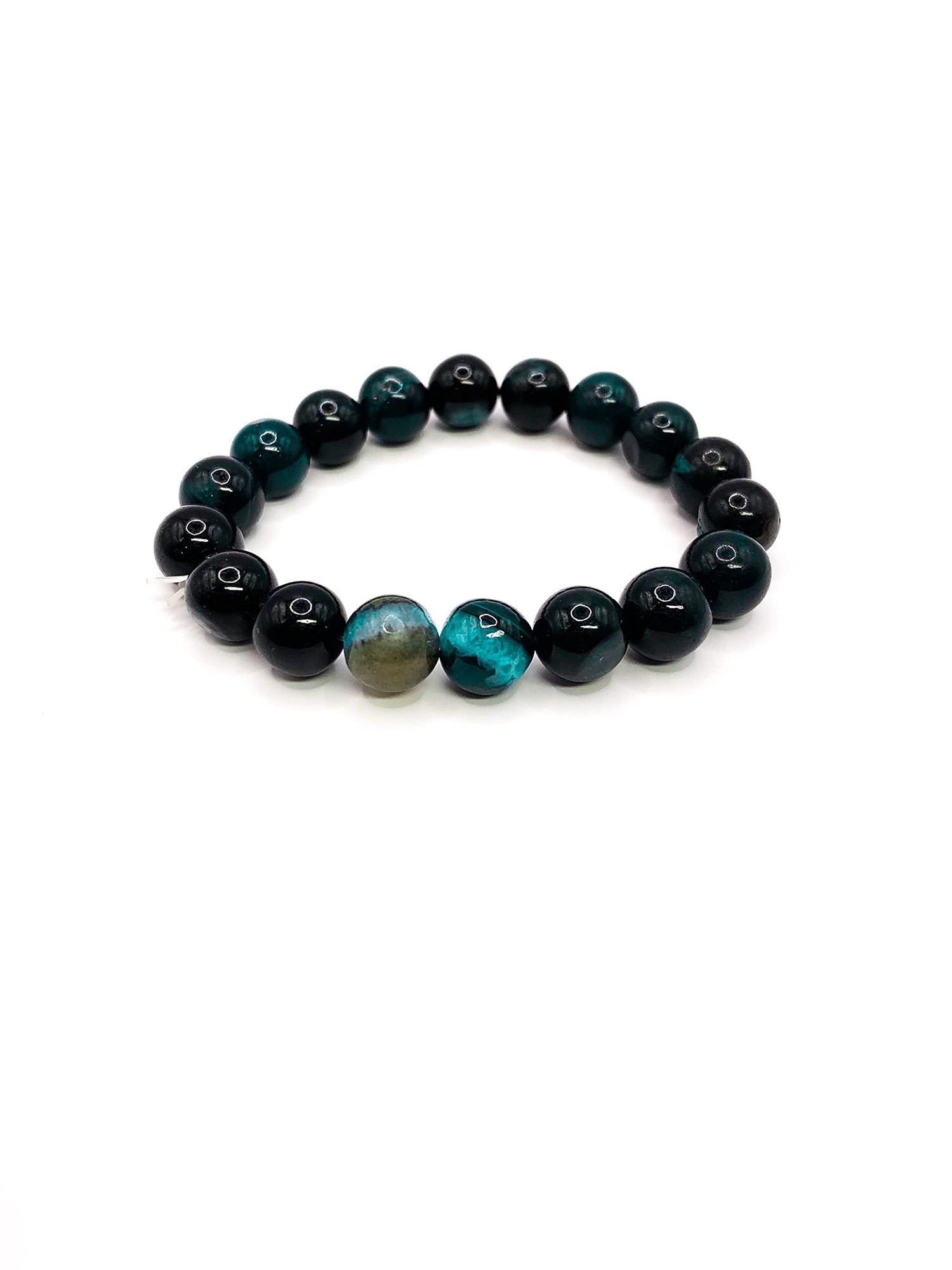 CZ Grain Blue Crystal Agate- Healing- Calming- Power Stone Bracelet