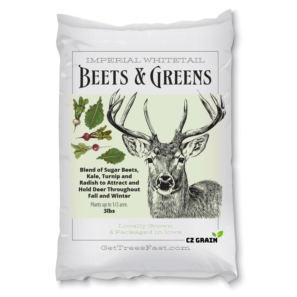 Beets & Greens Deer Food Plot Seed for Fall Planting - Blend of Sugar Beets, Kale, Turnip, Radish and Winter Wheat to Attract and Hold Deer Throughout Fall and Winter (5 Pounds (1 Acre))