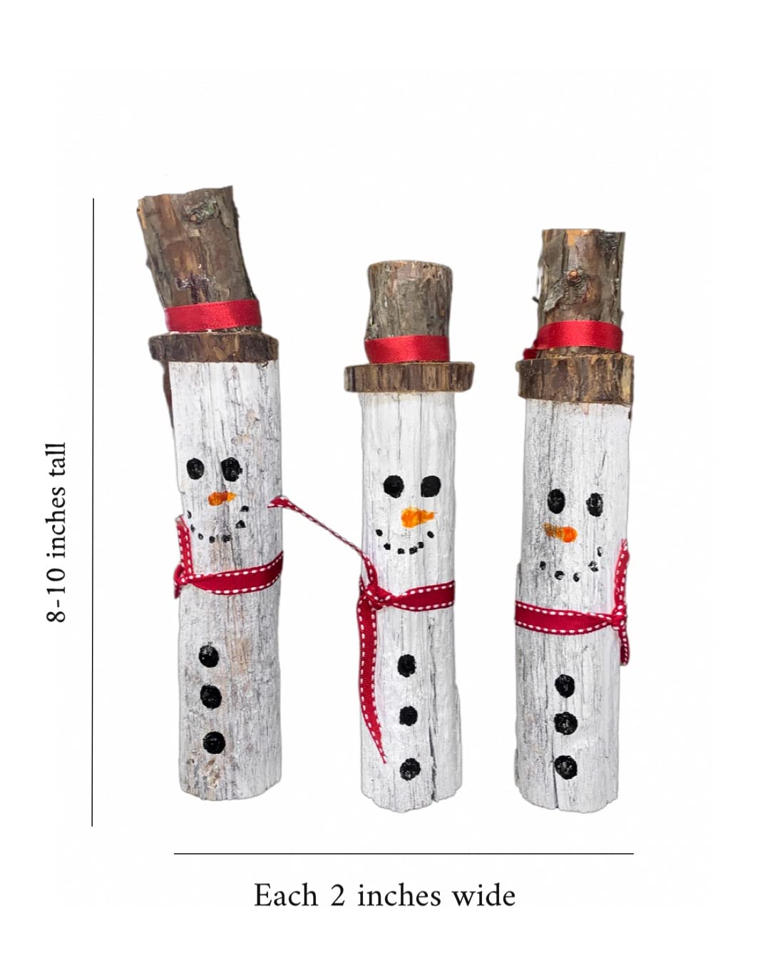 CZ Grain 3 Driftwood Snowman - Approx 9 inches Tall - Adorable Christmas Decoration - Handmad in USA