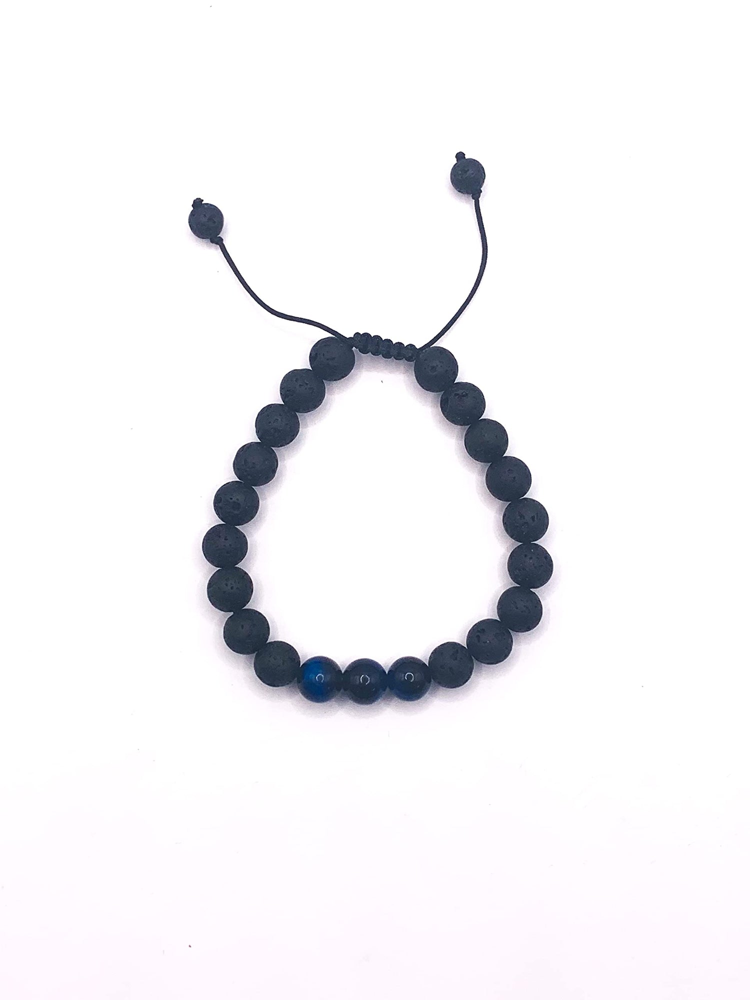 CZ Grain Blue Agate & Lava Rock Adjustable Essential Oil Diffuser Bead Bracelet