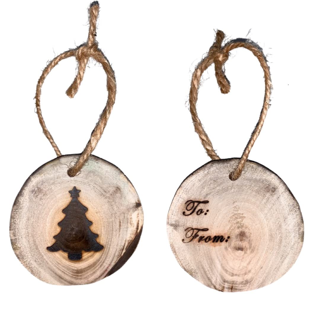 10 Pcs. Driftwood Slices Christmas Gift Tags and Tree Ornament - Made in USA - Wine Bottle Gift Tag