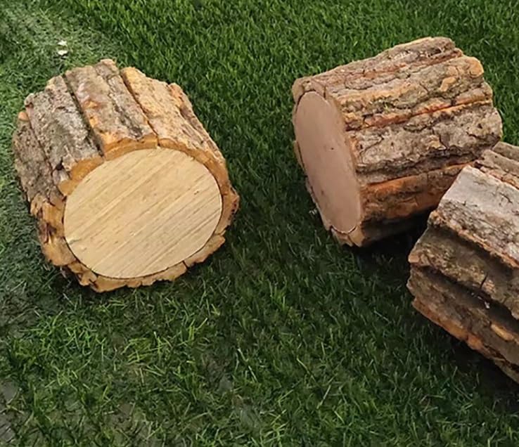CZ Grain 3 Inch Tree Bark Flower Pots, Christmas Decor (3 Pack)