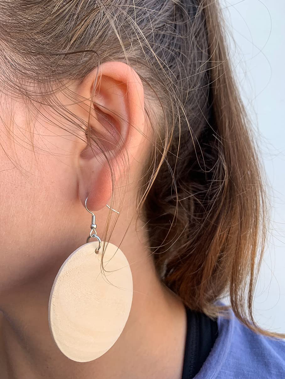 Natural Round Wood Earrings - Handmade Boho Earrings - Macrame Style Women's Earrings, Bohemian Accesories