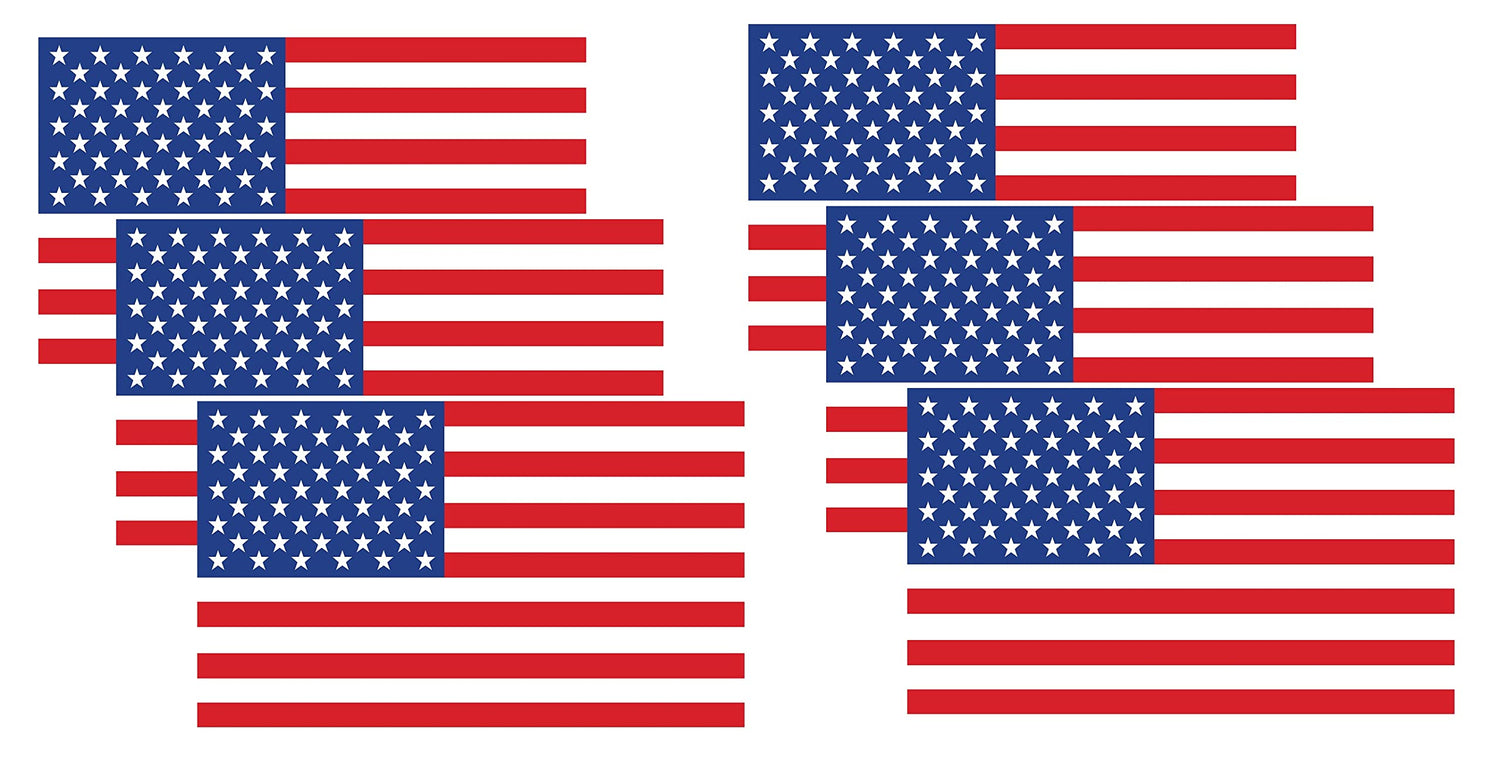 5 X 3 inch American US Flag Stickers - Patriotic Stars Reflective Stripe USA Flag Car Stickers - Support US Military (6 Pack)