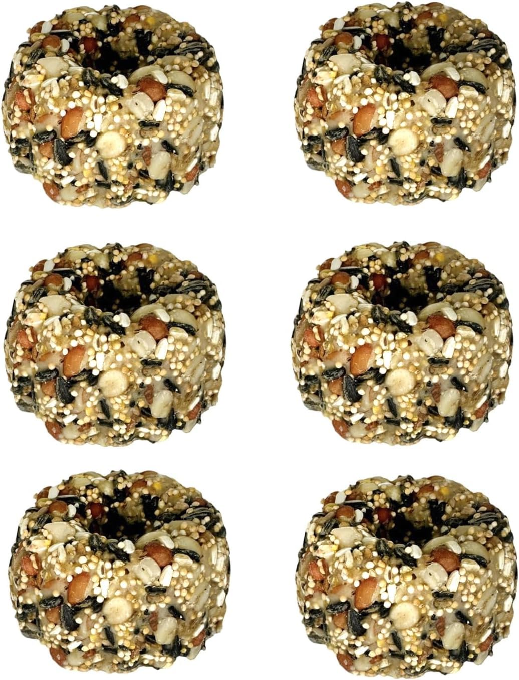 Bird Feeder with Lucky Wooden Charms and Cedar Slice + 6 Bird Feed Donut Cakes - Place Outside Window, Birdwatching