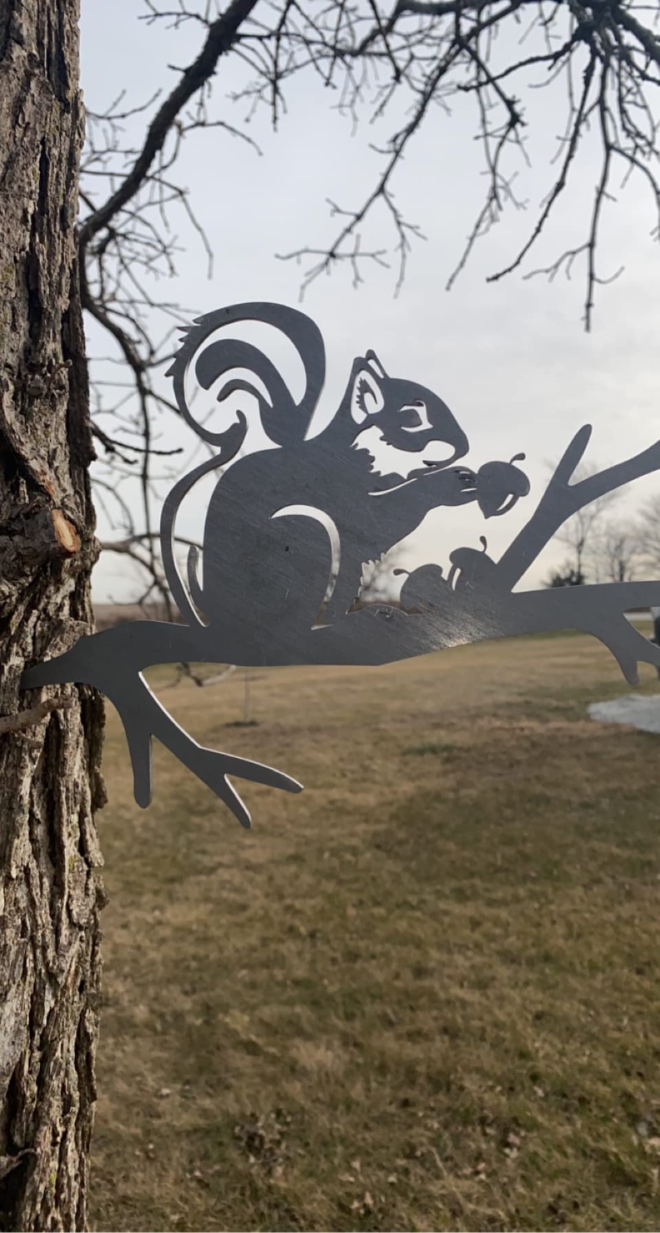 CZ Grain Squirrel on a Branch Metal Art - Made in USA - Yard or Garden Tree Art