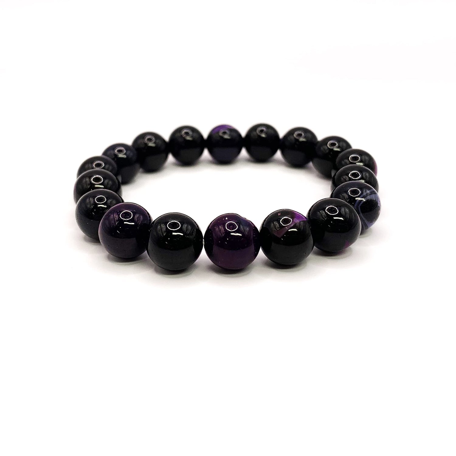 CZ Grain Purple Crystal Agate- Healing- Calming- Power Stone Bracelet