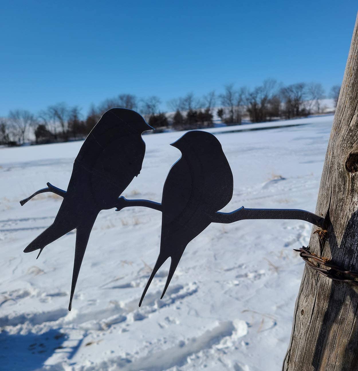 CZ Grain Love Birds on a Branch Metal Art - Made in USA