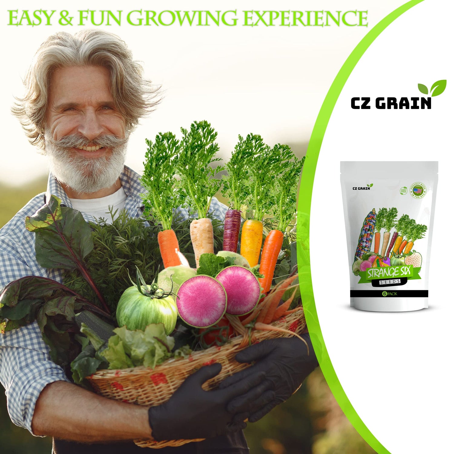 Exotic Vegetable Garden Variety Pack "Strange Six" - 6 Unique Varieties to Grow, Over 450 Seeds Total - Non GMO, Open Pollinated, Heirloom, and Ready for Planting