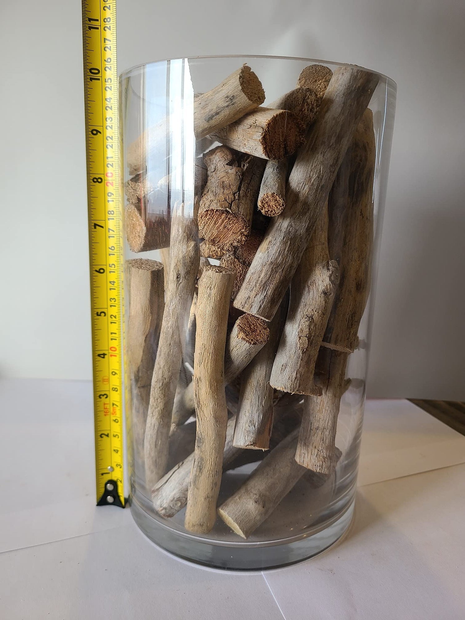 Small Driftwood Pieces in a Large Vase - Beach House Decor or Wedding Table Centerpiece - Glass Vase and Driftwood - Rustic and Chic Lake House, Boho