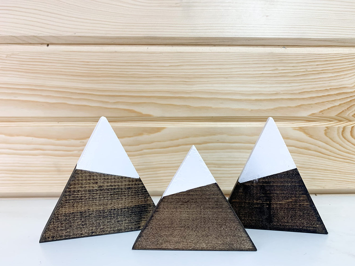 CZ Grain 3 Pcs. Mountain Shelf Decor | Shelf Decor Nursery | Mini Wood Mountain | Adventure Mountain Shelf Stand