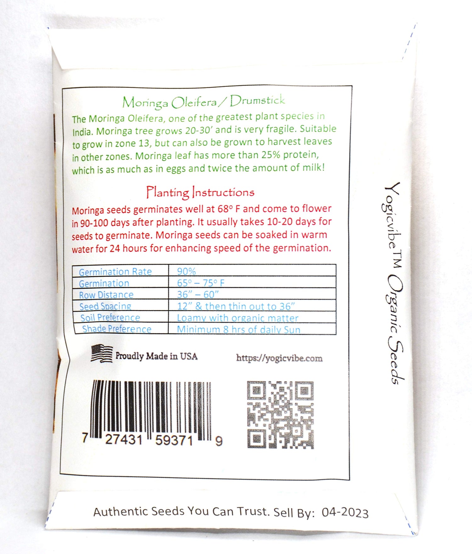 30 Organic Moringa Oleifera Drumstick Seeds Non-GMO for Sprouting, Planting, Cooking. Unprocessed Seeds with Wings. Grow Moringa - It Has More Than 25% Protein, Same As Eggs and 2X The Amount of Milk